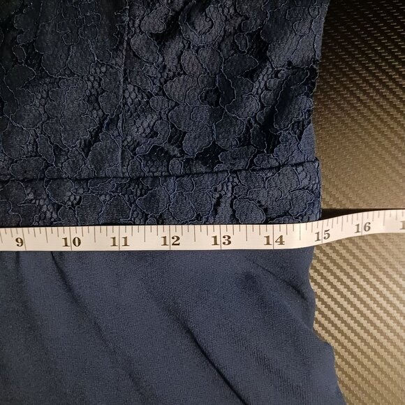 Lulus Dance All‎ Evening Navy Blue Lace Open-Back Maxi Dress Size L - Picture 13 of 14